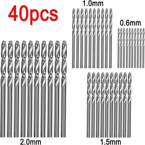 Irovami Jeu de 40 forets en acier rapide revêtus de titane, de 1/0,6/1,5/2 mm (1/5)