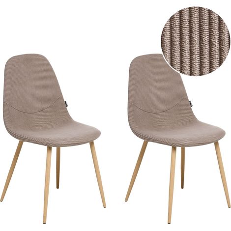 Esszimmerstuhl 2er Set HILDEN Cord Taupe