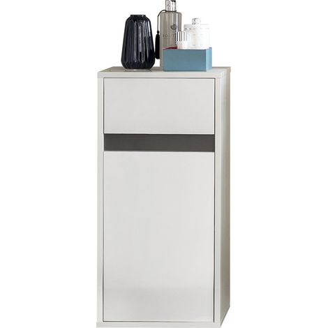 Meuble bas de salle de bain suspendu moderne blanc Solena (1/5)