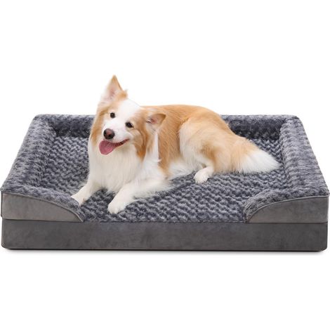 Panier Chien Orthopédique XXL, Coussin Chien Dehoussable en Mémoire de Forme, Canapé Lavable, Lit avec Base Antidérapante, Gris 121x76x18cm (1/5)