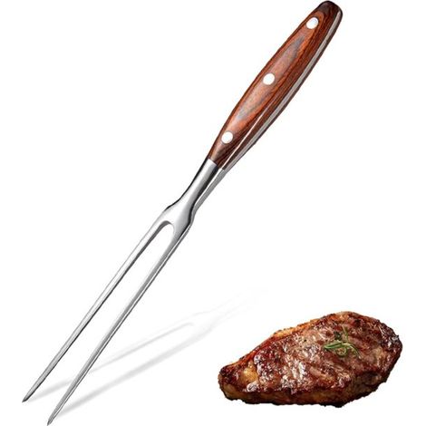 Fourchettes à viande - Ustensiles de cuisine - Pinces à viande - Fourchettes de cuisson - Fourchettes à barbecue - Acier inoxydable - Bois (1/5)