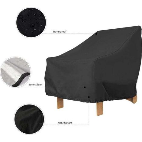 Schutzhülle für Gartenstühle (210D) – Wasserdicht, UV-beständig, winddicht – Maße: 80 x 85 x 91 cm – Saum mit Kordelzug (1/3)