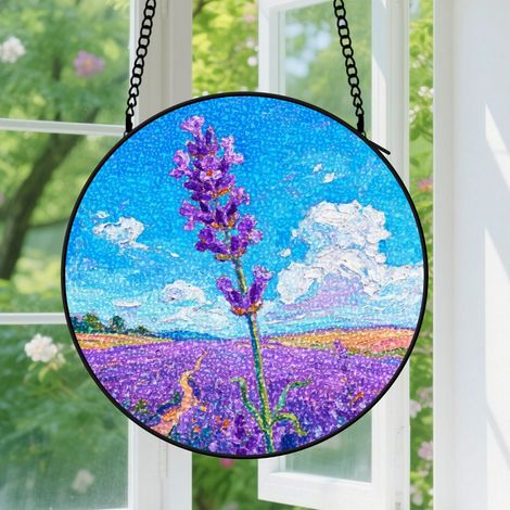 Suspension en vitrail - Attrape-soleil artistique unique pour intérieur, décoration fenêtre colorée, cadeau Fête des Mères pour femme, homme 12,5 cm (1/5)