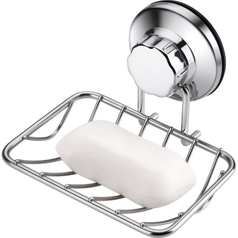 1 Porte-savon, Ventouse puissante, Acier inoxydable 304, Résistant à la rouille, Pour salle de bain et cuisine (1/5)