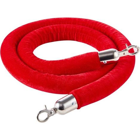 Cordon de délimitation en velours rouge - Lot de 2 - 1,5 m - Crochets argentés (1/5)