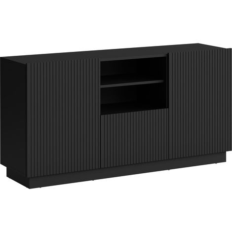 Cómoda Lingua, Negro, Con cajones y puertas, Número de cajones: 0, 78x150x42cm