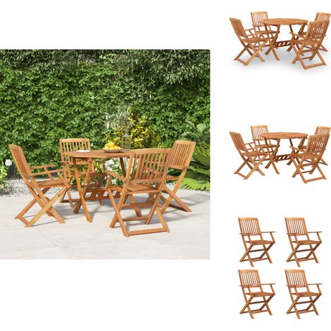 Ensemble à manger de jardin 5 pcs Bois d'acacia solide - Meubles De Jardin - Salon De Jardin - Set De Repas Extérieur - Table Et Chaises - Acacia Massif (1/5)