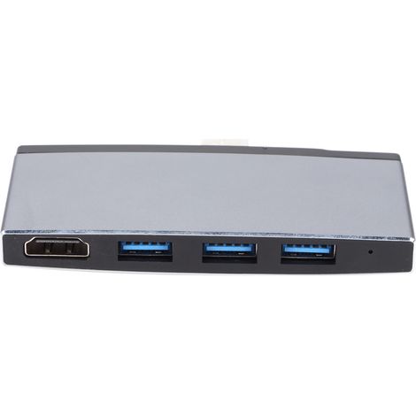 Station d'extension USB 3.0 6-en-1 avec port HDMI 4K pour clavier, souris et disque dur, couleur gris
