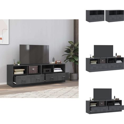 Meubles TV 2 pcs anthracite 67x39x44 cm acier - Meuble Tv - Meuble Audiovisuel - Support Tv - Console Tv - Rangement Tv (1/5)