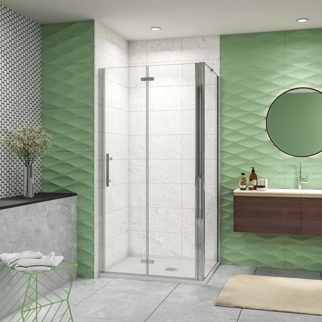 70x80x195cm Drehtür & Falttür(L-Form) Schwingtür Eckeinstieg Seitenwand Dusche Duschabtrennung (1/5)