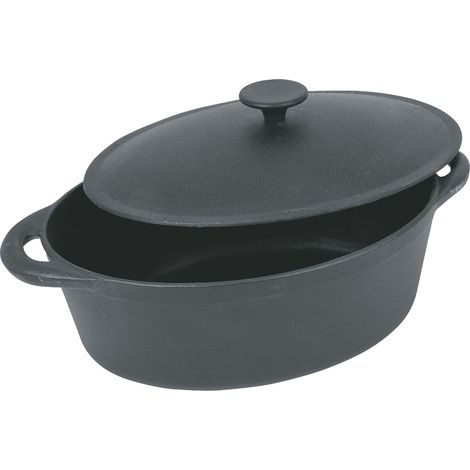 COCOTTE Gourmet Onyx ovale en fonte- toutes sources de chaleur y compris induction, émaillée 9 litres - Extérieur noir et intérieur Noir