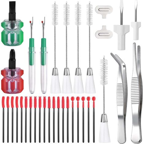 35 - Kit Nettoyage Machine à Coudre - Outils Entretien Couture - Brosses Silicone Tournevis Pinces Ciseaux Découds Pour Réparation Domestique Multicolore 20cmx15cm (1/5)