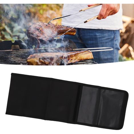 Sac de rangement BBQ portable [Sac à outils barbecue en Oxford 600D, capacité 30 ustensiles, design pliable, 47.5x21cm, strap de transport] (1/5)