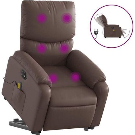 Chaise de massage électrique inclinable en similicuir brun – Siège relaxant avec fonction chauffage, réglage de l’inclinaison et vibration, idéal pour salon ou bureau (1/5)