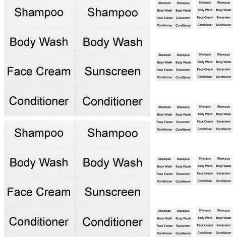 12 feuilles d'étiquettes adhésives - Autocollants pour salle de bain, autocollants pour soins de la peau, étiquettes pour flacons de produits de toilette-4.10X3.10X0.10CM-Black (1/4)