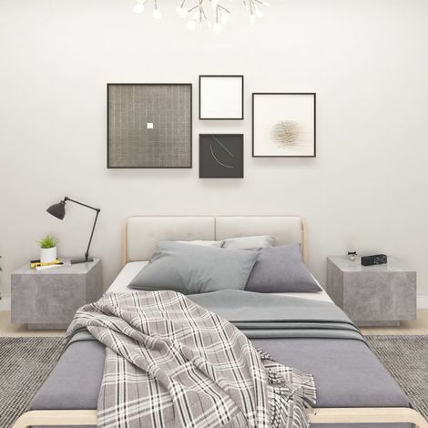 Mesita de noche madera de ingeniería gris hormigón 100x35x40 cm