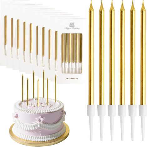 60 bougies d'anniversaire, bougies d'anniversaire pour adultes et enfants, bougies dorées pour gâteaux, bougies décoratives pour fêtes d'anniversaire et mariages (1/5)