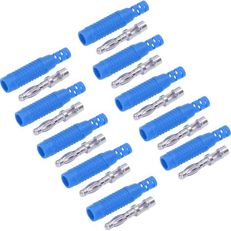 Lot de 10 fiches bananes mâles en laiton, connecteur Jack PA, tube isolant à sertir, adaptateur sonde J.10031 bleu (1/5)