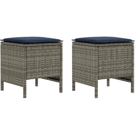 Garden Footstool 2 Piece Grey and Navy Blue 38 x 38 x 45 cm vidaXL