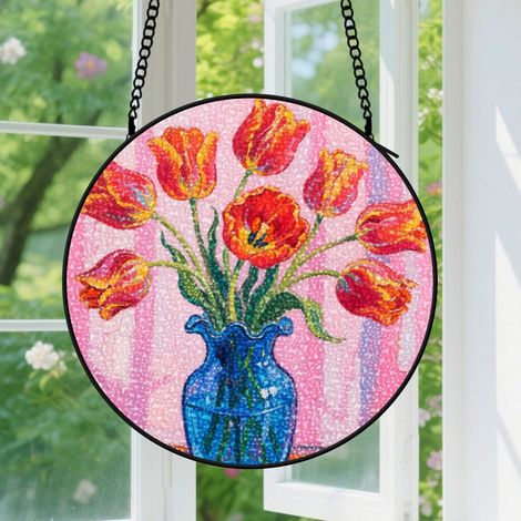 9cm Suspension vitrail pour fenêtre, accroche-soleil lumineux, décoration maison, cadeaux pour grand-mère (1/5)
