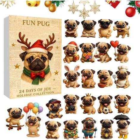 Weihnachtskalender-Countdown-Kalender, flacher Acryl-Baumschmuck Countdown-Kalender 2025, kleiner Hunde-Anhänger für Jungen, Mädchen, Teenager, Männer, Frauen und Ehemänner (1/5)