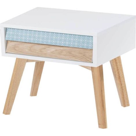 Table de chevet hailey - Blanc, bleu (1/3)