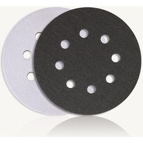 Set di 2 tamponi abrasivi in spugna morbida con 8 fori per levigatrici, resistenti agli urti e con protezione antirumore (125 mm) (1/4)