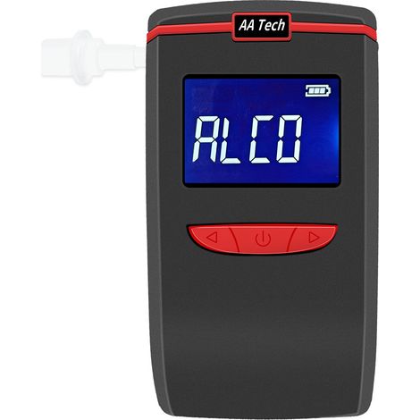 Alcoholímetro portátil con pantalla LCD digital, 4 unidades de medida, compatible con 2 boquillas. Bajo consumo y 350 últimas pruebas. (1/5)