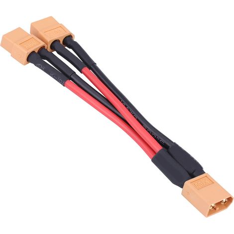 Adaptateur de connecteur parallèle XT60 pour batterie LiPo RC, câble 14AWG, 1 mâle vers 2 femelles (1/5)