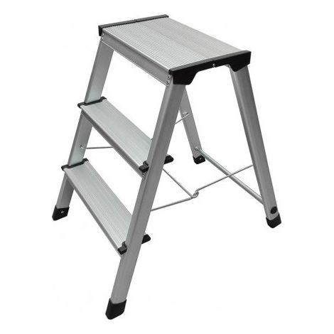 Hailo – Marchepied 3 marches pliant antidérapant aluminium – Charge maximale 150kg – Large plateforme 34x20cm – Stabilité renforcée (1/5)