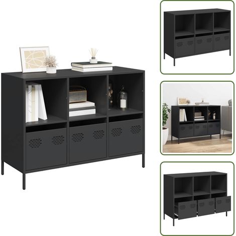Sideboard Schwarz 101,5x39x73,5 cm Kaltgewalzter Stahl - Sideboard - Sideboards - Kommode - Anrichte (1/5)
