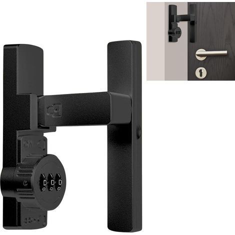 Serrure à combinaison à 90 degrés avec code sans clé à 3 chiffres pour portes, granges, garages, abris de jardin et armoires de fenêtre (noir) (1/5)