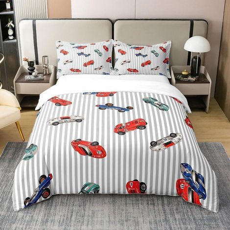 Bettwäsche-Set 135x200cm mit Rennwagen-Motiv, 100% Baumwolle, für Kinder