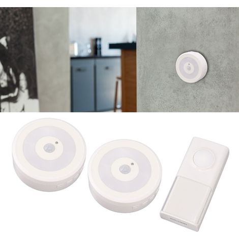 Sonnette intelligente sans fil pour une ou deux personnes avec interrupteur à détecteur de mouvement, veilleuse, alimentation USB, étanche IP55, piste musicale de 58 chansons, blanche. (1/5)