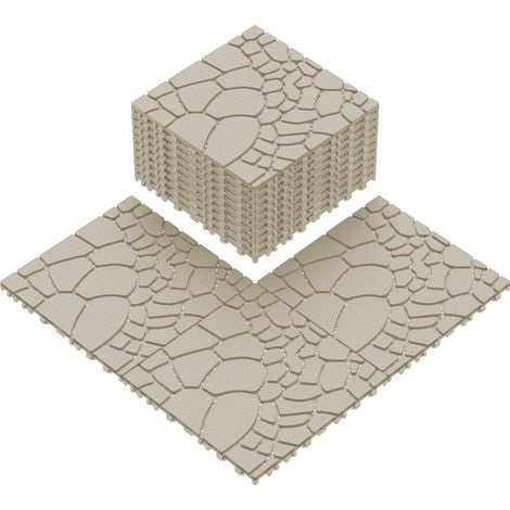Dalles terrasse clipsables 30,5x30,5x2 cm en polypropylène beige, pose rapide sans outils – MEUBLIV (1/5)