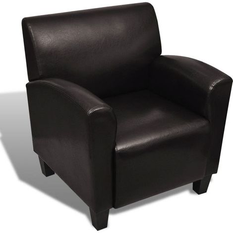 Sillón silla de diseño lounge asiento club sofá lounge marrón oscuro cuero sintético 1102043/3