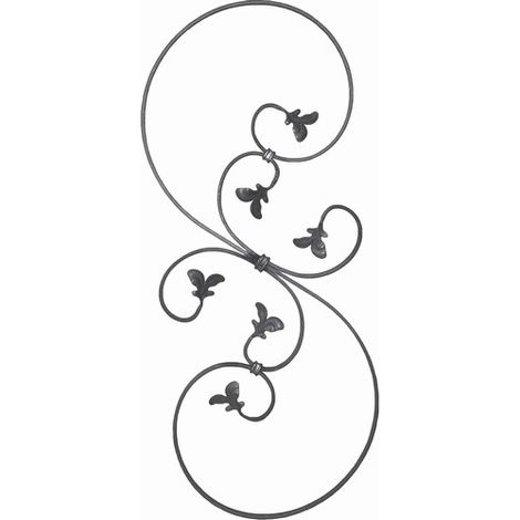 Deco Fer Forge – Grande volute décorative en fer forgé 870x350 mm – Section 12x6 mm pour rampes et garde-corps – Élégance et robustesse (1/2)