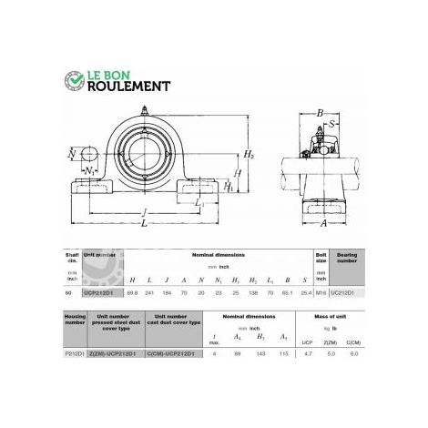 Palier fonte UCP212-NSK