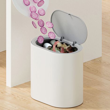 Poubelle - 20 L - Couvercle à Pression - Plastique - Pour Salle De Bain Cuisine Bureau Chambre - 1 Pièce (1/5)