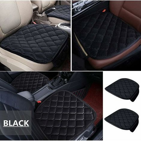 Coussin de Siège de Voiture Housse en Velours pour Arrière Chaise Siège Véhicule Protection Tapis Protection pour Animaux Compagnie (2 Siège Avant, Noir) (1/5)