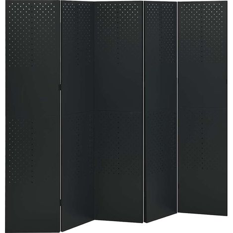 Maison Exclusive - Paravento a 5 Pannelli 2 pz Nero 200x180 cm in Acciaio (1/5)