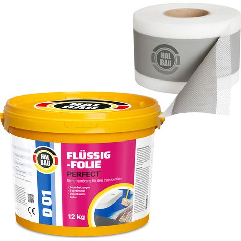 HALBAU Dichtset für Duschabdichtung Bad Abdichtung Dichtband Flüssigfolie 12kg H20 (1/5)