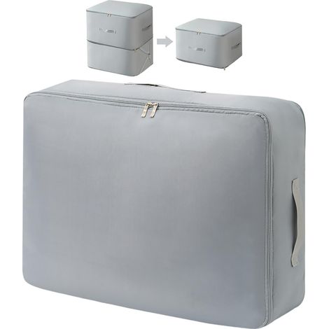 Sac de Compression Auto-Compactant Ultra Plat - Organisateur de Rangement pour Couettes, Vêtements, Voyage et Maison (Gris, Taille L) (1/5)