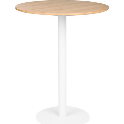 Mesa alta de bar con base de metal y tablero de MDF 80 x 80 cm cocina marrón claro y blanco Morella (1/5)