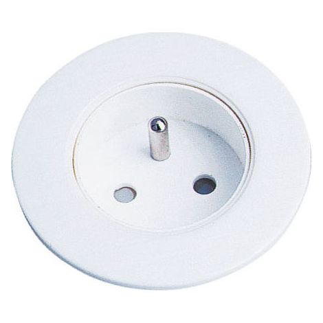Prise de courant encastrable 2x 10/16 A+T – Diamètre 70 mm – Profondeur 48 mm – Blanc – 1393 (1/2)