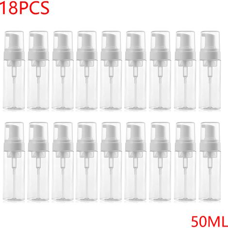 Set mit 18 leeren 50-ml-Spenderflaschen mit Schaumpumpe für Handseife, Wimpernreiniger, Shampoo, Reisegröße – AquaForge