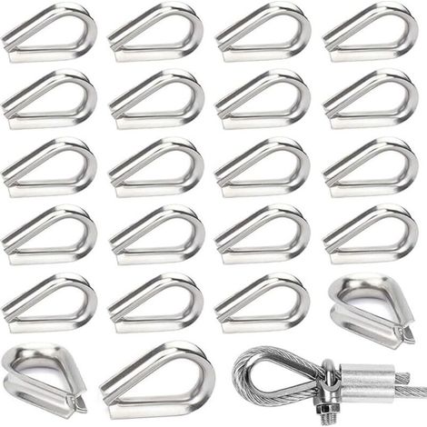 30 Pièces M6 Cosses de Câble Métallique en Acier Inoxydable 304 Cosse Coeur pour Cable Acier pour Câble Métallique 6mm