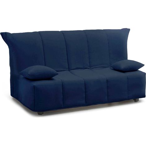 Talamo Italia Schlafsofa Alisee, 2-Sitzer-Sofa, 100% Made in Italy, Wohnzimmersofa mit Trolley-Öffnung, aus gepolstertem Stoff, inklusive Kissen, Cm 125x90h85, Blau