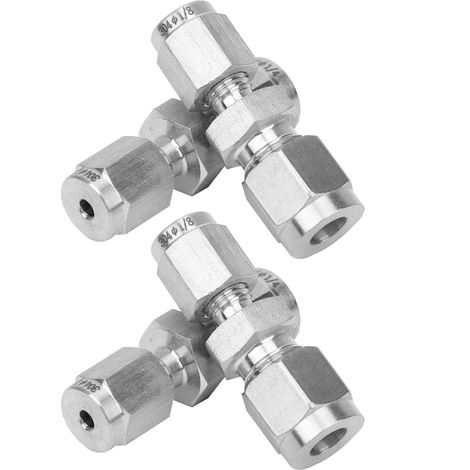 4 raccords à compression en acier inoxydable, adaptateurs de tube à double virole droits pour tuyau (Ф1/8Ф1/4) (1/5)