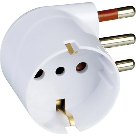 ADATTATORE SINGOLO SPINA 90  ° 'SALVASPAZIO' spina 2P + T 10A  - ROSI
